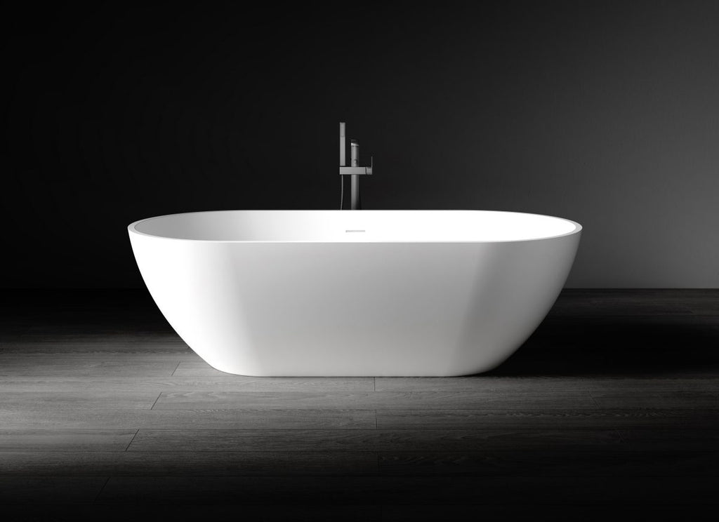 Kaskade Aveo MKII Freestanding Stone Bath With Overflow - Matte White