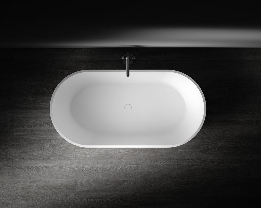 Kaskade Aveo MKII Freestanding Stone Bath With Overflow - Matte White