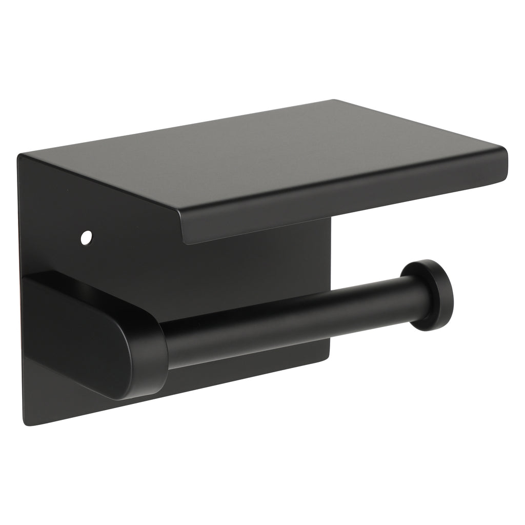 Metlam Toilet Roll Holder with Shelf Top - Designer Black