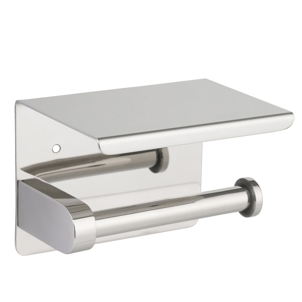 Metlam Toilet Roll Holder with Shelf Top - Polished Stainless Steel