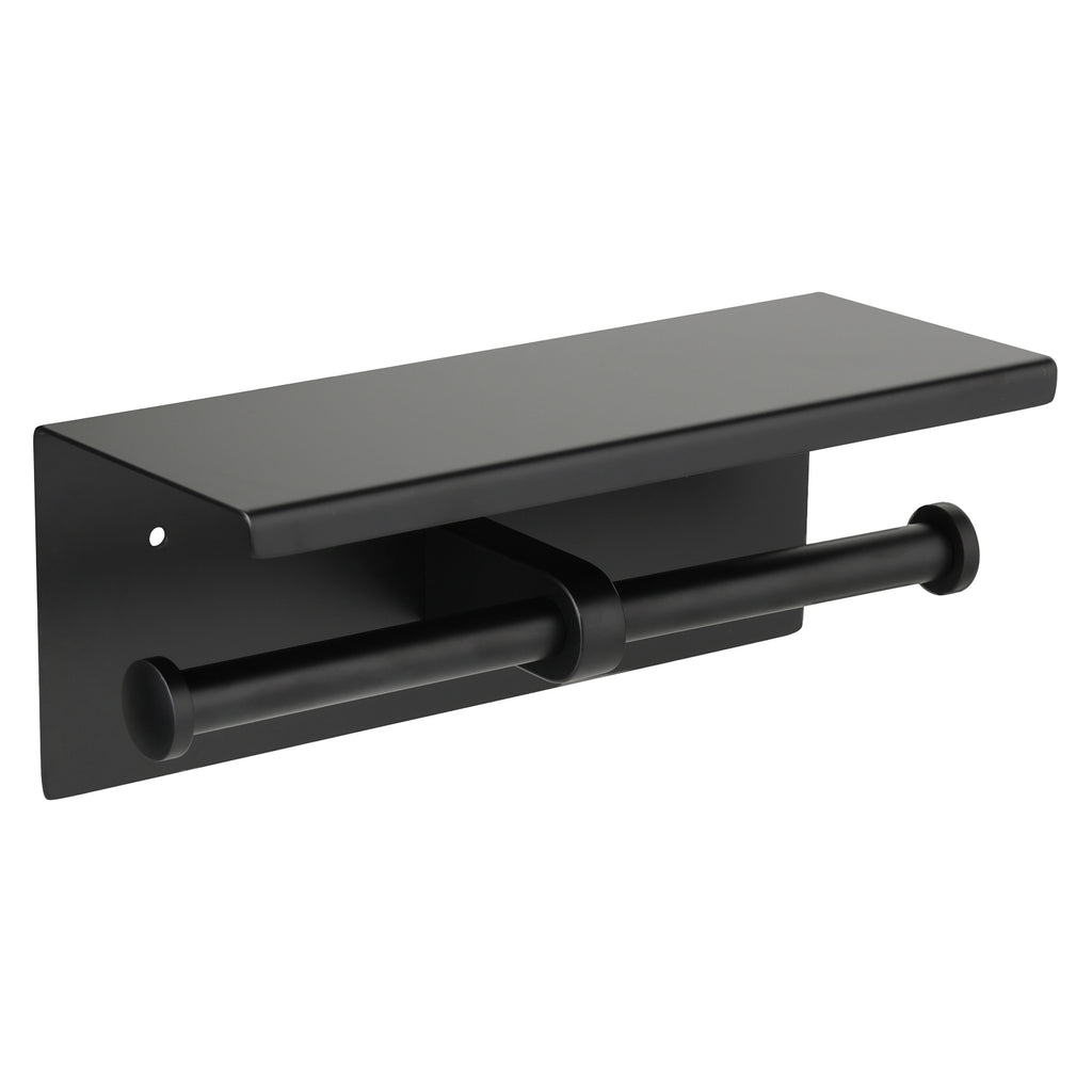 Metlam Toilet Roll Holder with Shelf Top - Designer Black