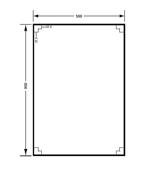 Metlam 500mmW x 950mmH Mirror - Polished Stainless Steel