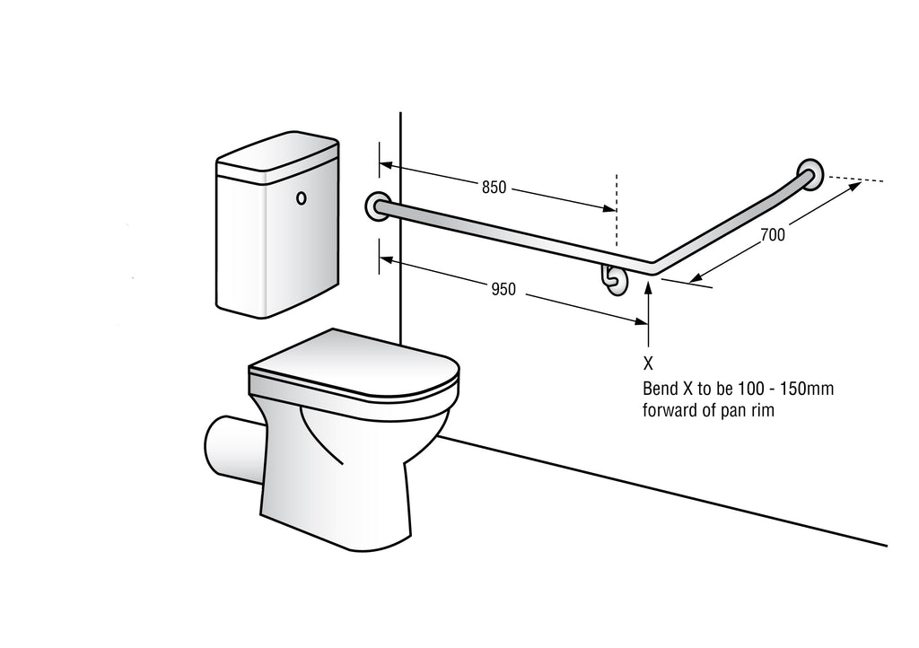 Metlam 30° Flush Mount Rear/Side Wall 950x700mm - Satin Stainless Steel
