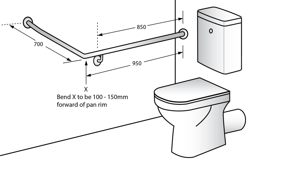 Metlam 30° Flush Mount Rear/Side Wall 950x700mm - Satin Stainless Steel