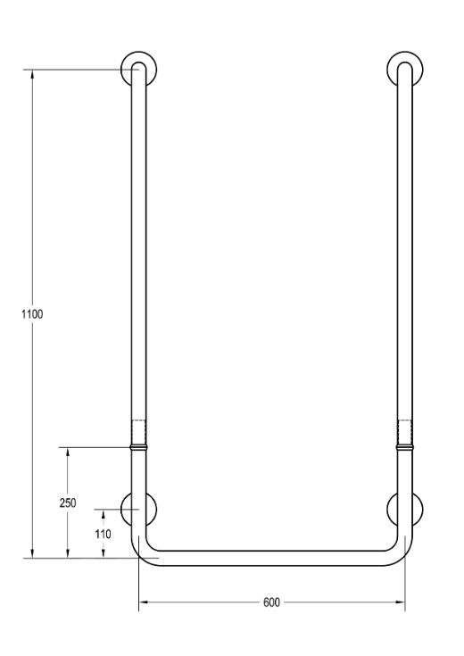 Metlam Modular U-Shaped Grab Rail - Satin Stainless Steel