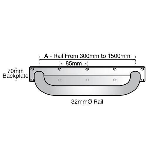 Metlam Anti-Ligature Straight Grab Rail - Satin Stainless Steel