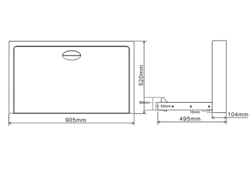Metlam Surface Mounted Horizontal Baby Change Station - Stainless Steel
