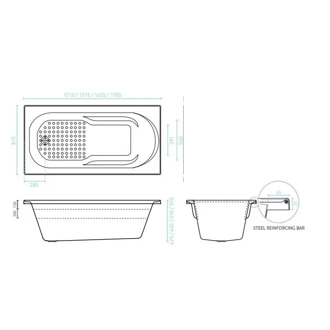 Decina Modena Inset Bath - Gloss White