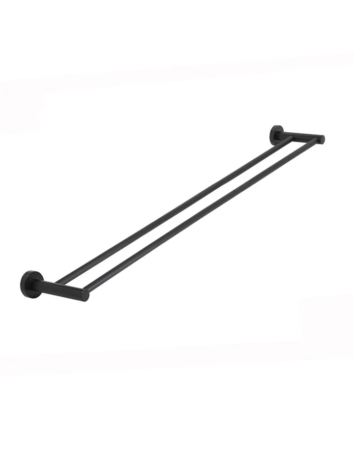 Meir Round Double Towel Rail - Matte Black