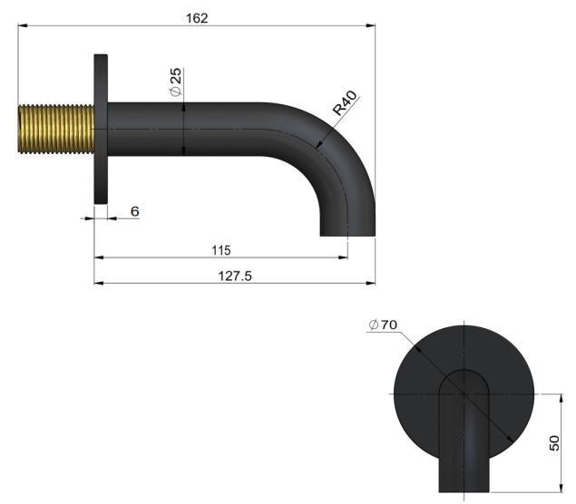 Meir Universal Round Curved Spout 170mm - Tiger Bronze