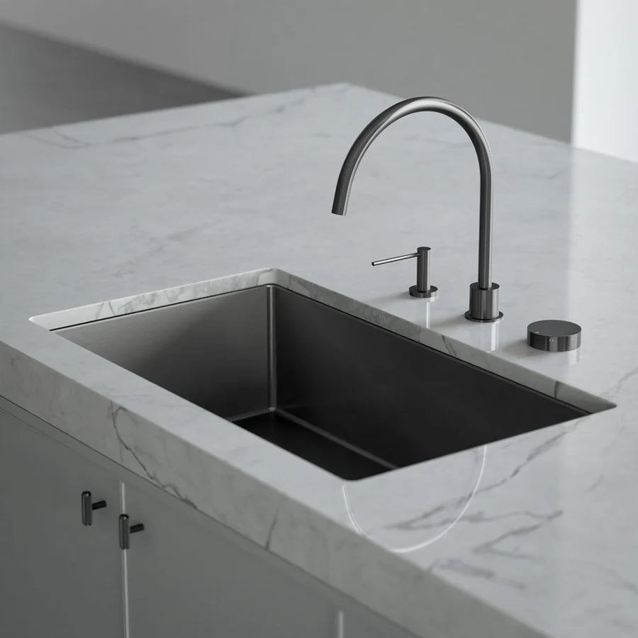 Meir Progressive mixer (in-wall body and Trim set) - Gunmetal