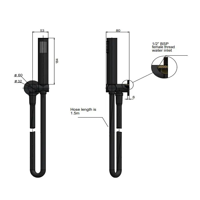 Meir Round Shower On Bracket - Matte Black
