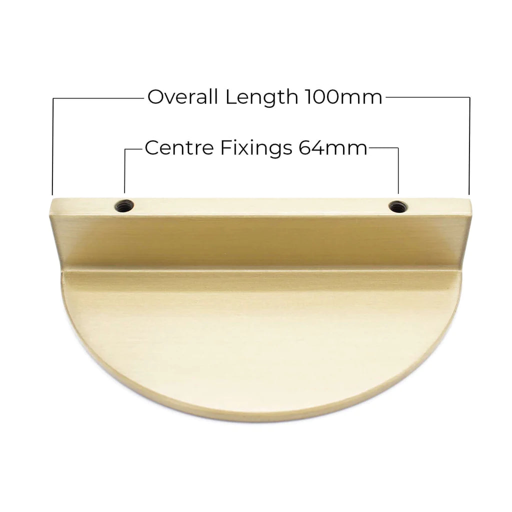 Manovella Half Moon Cabinet Pull - Iris - Brushed Brass