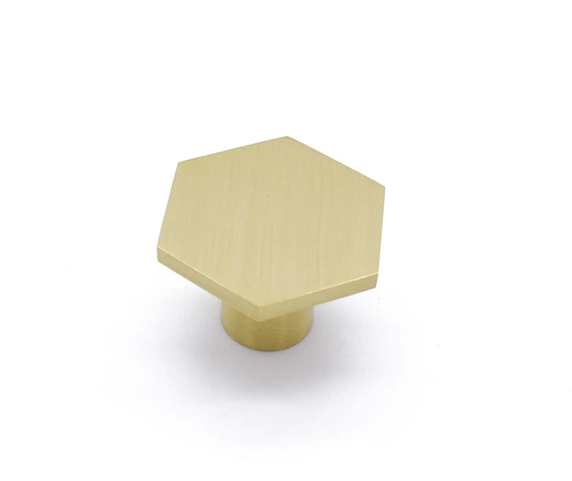 Manovella Hexagonal Cabinet Knob - Rosalind - Brushed Brass