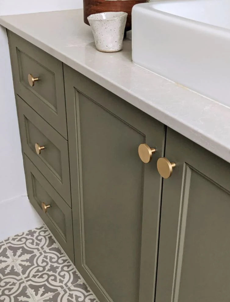 Manovella Round Profile Cabinet Knob - Olivia - Brushed Brass
