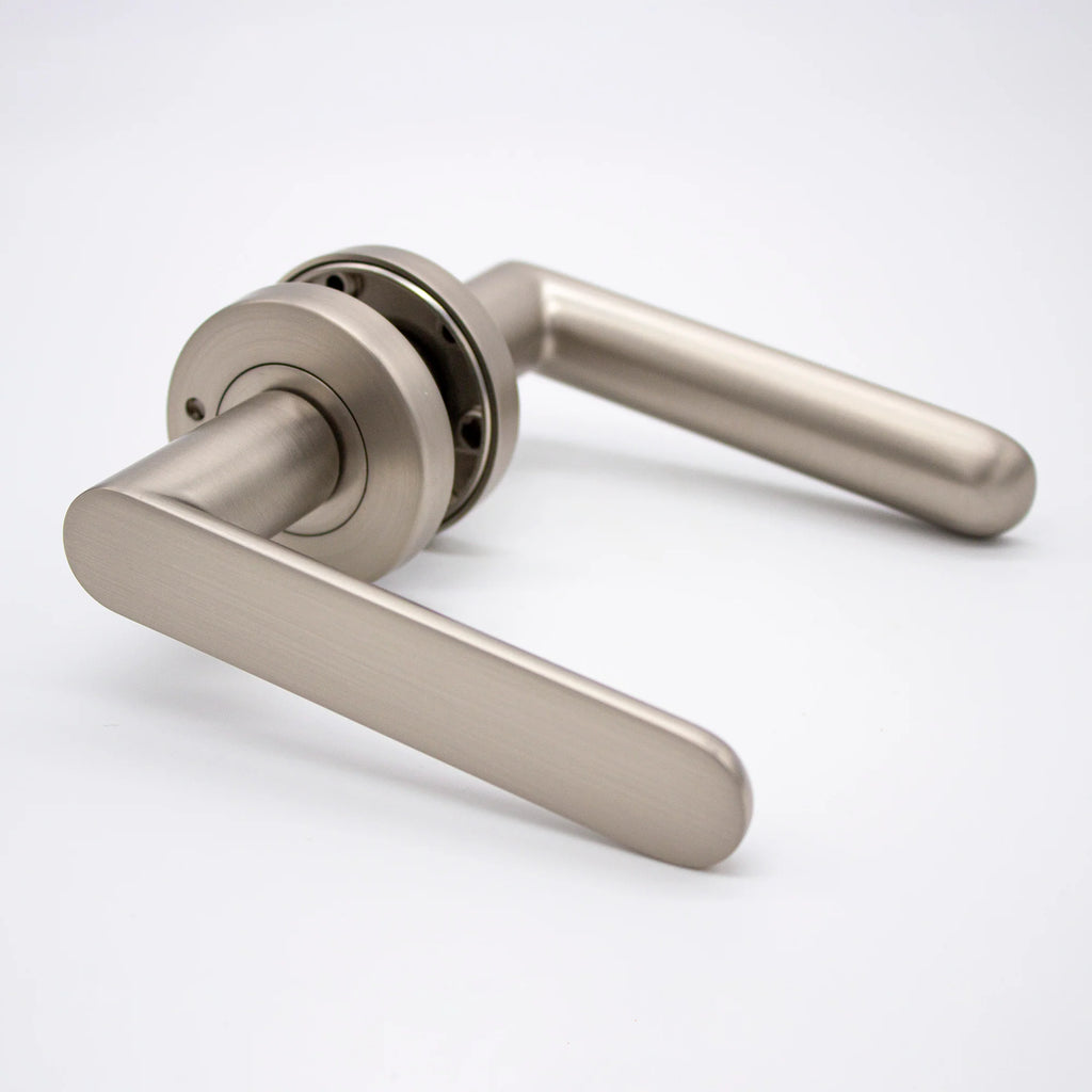 Manovella Brushed Nickel Privacy Door Handle - Fairhaven