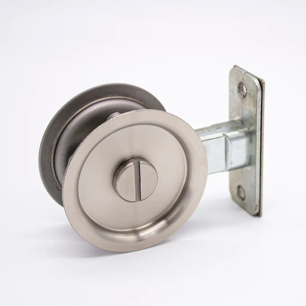 Manovella Round Sliding Cavity Privacy Lock - Brushed Nickel