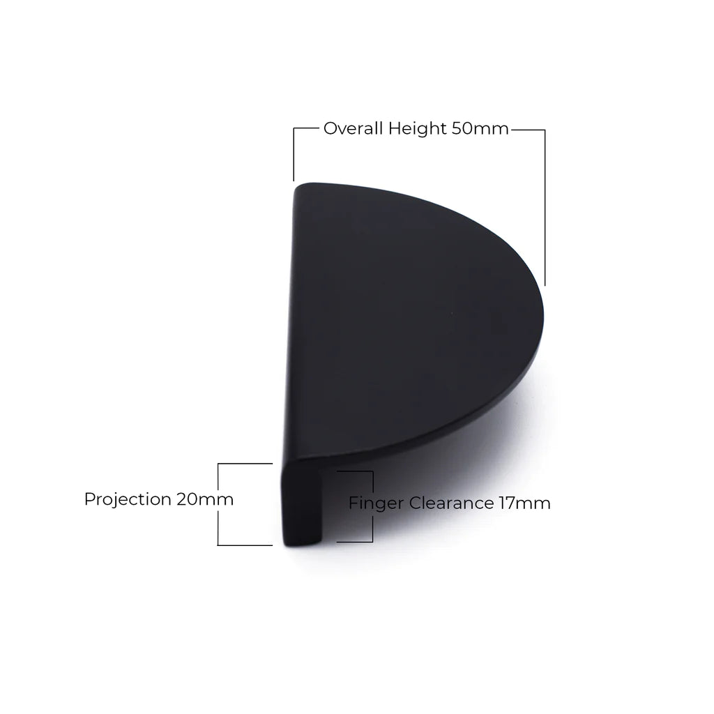 Manovella Half Moon Cabinet Pull - Iris - Matte Black