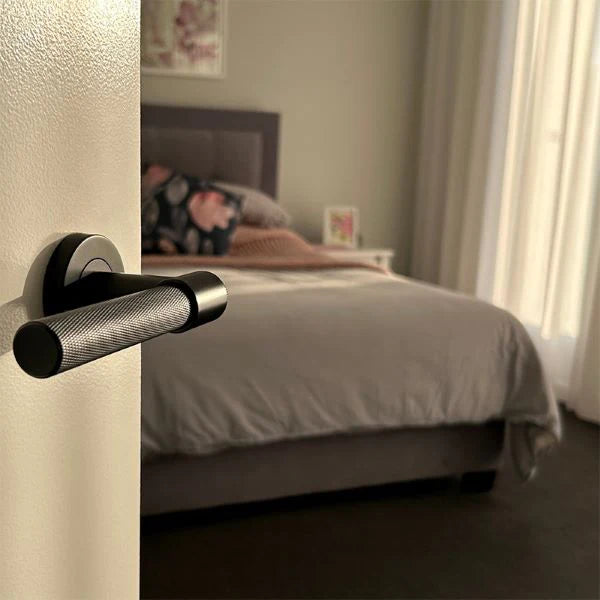 Manovella Knurled Passage Door Handle - Rosedale - Matte Black