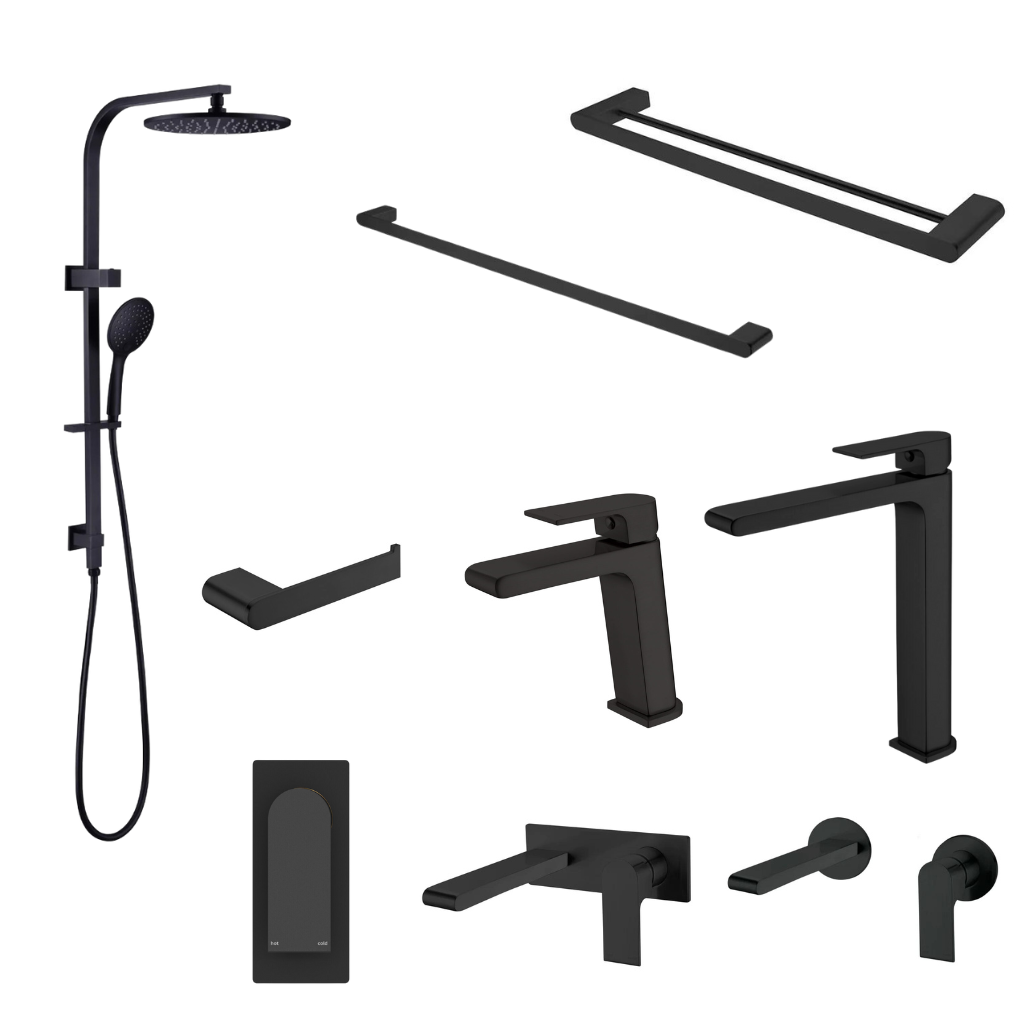 Nero Bianca Tapware Shower Mixer Package - Matte Black