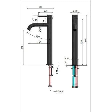 Meir Piccola Tall Basin Mixer Tap - Shadow