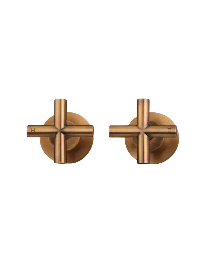Meir Round Cross Handle Wall Top Assemblies - Lustre Bronze
