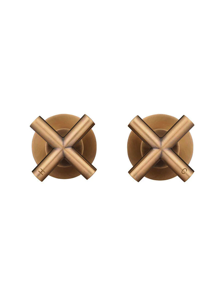 Meir Round Cross Handle Wall Top Assemblies - Lustre Bronze