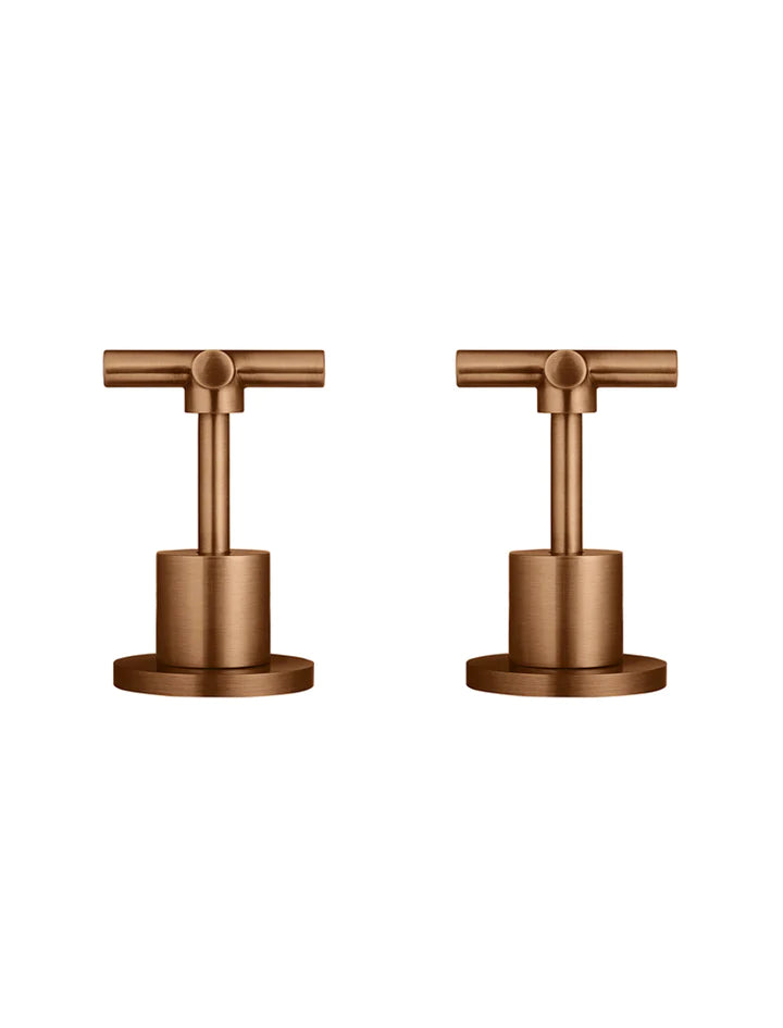 Meir Round Cross Handle Wall Top Assemblies - Lustre Bronze