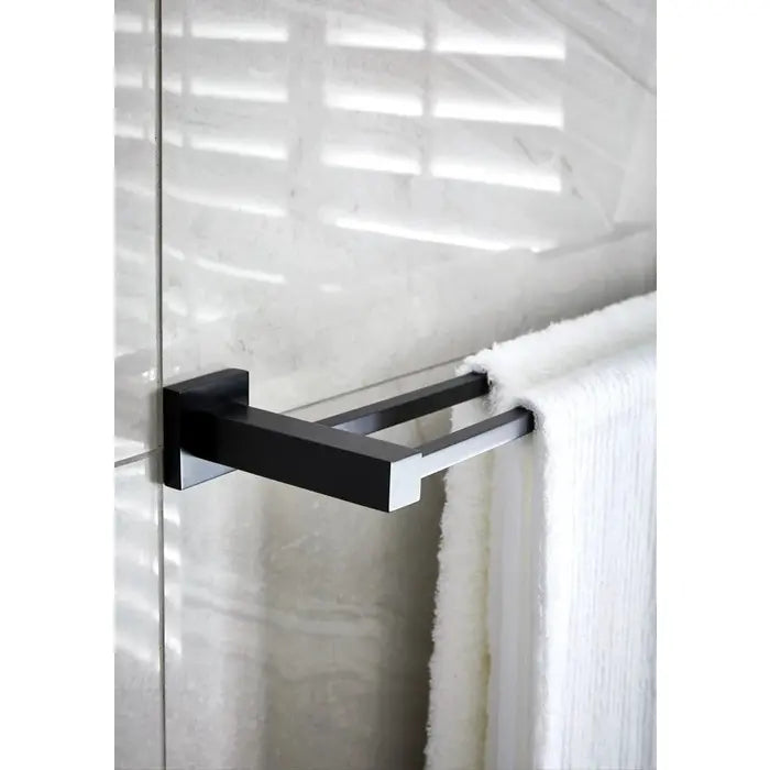 Meir Round Double Towel Rail - Matte Black