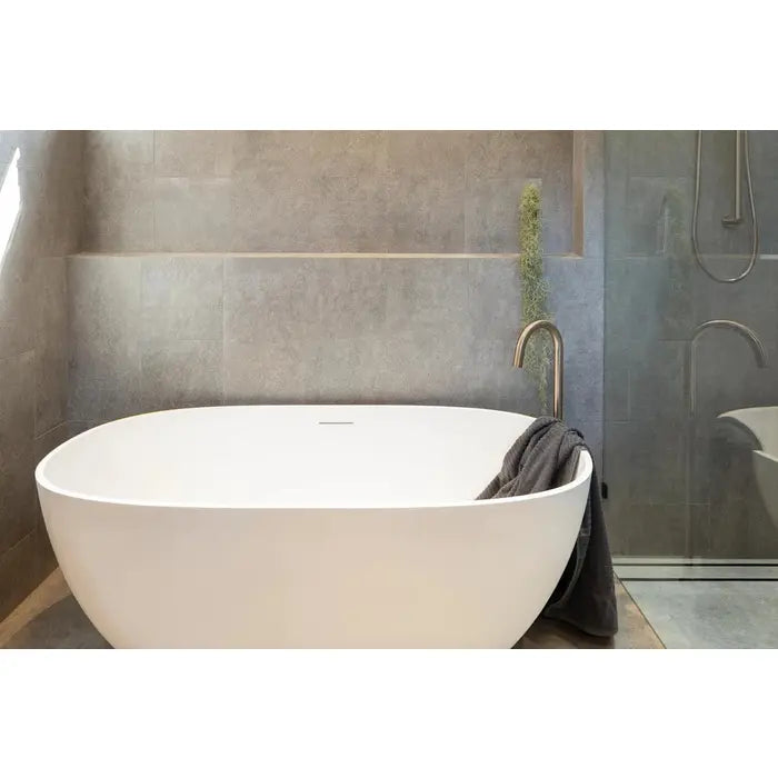 Meir Round Freestanding Bath Spout - Champagne Rose Gold