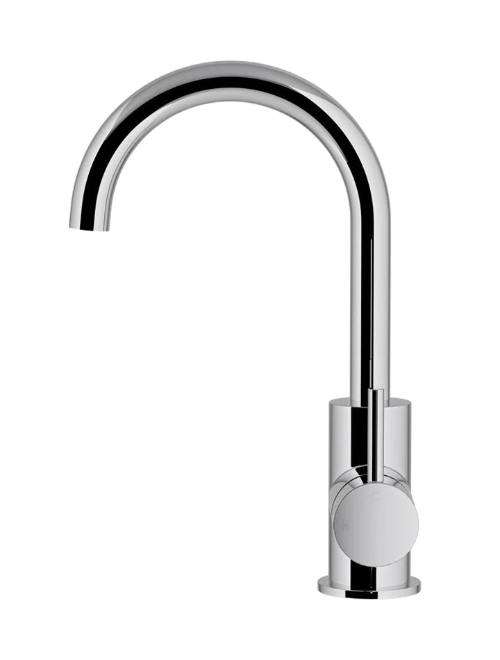 Meir Round Gooseneck Basin Mixer with Cold Start - Chrome