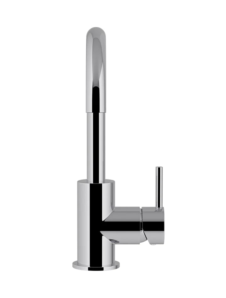 Meir Round Gooseneck Basin Mixer with Cold Start - Chrome