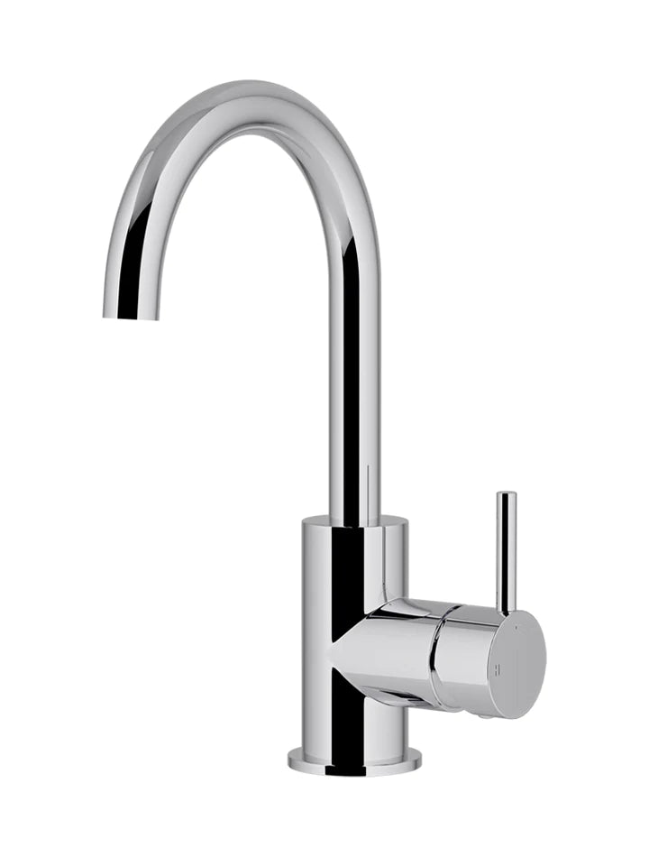 Meir Round Gooseneck Basin Mixer with Cold Start - Chrome