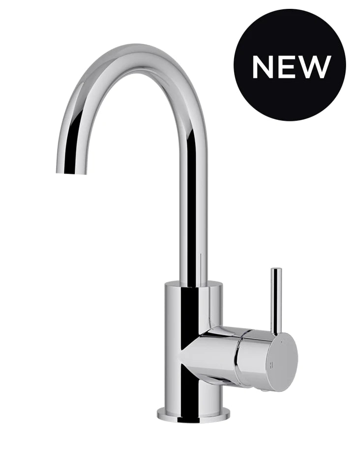 Meir Round Gooseneck Basin Mixer with Cold Start - Chrome