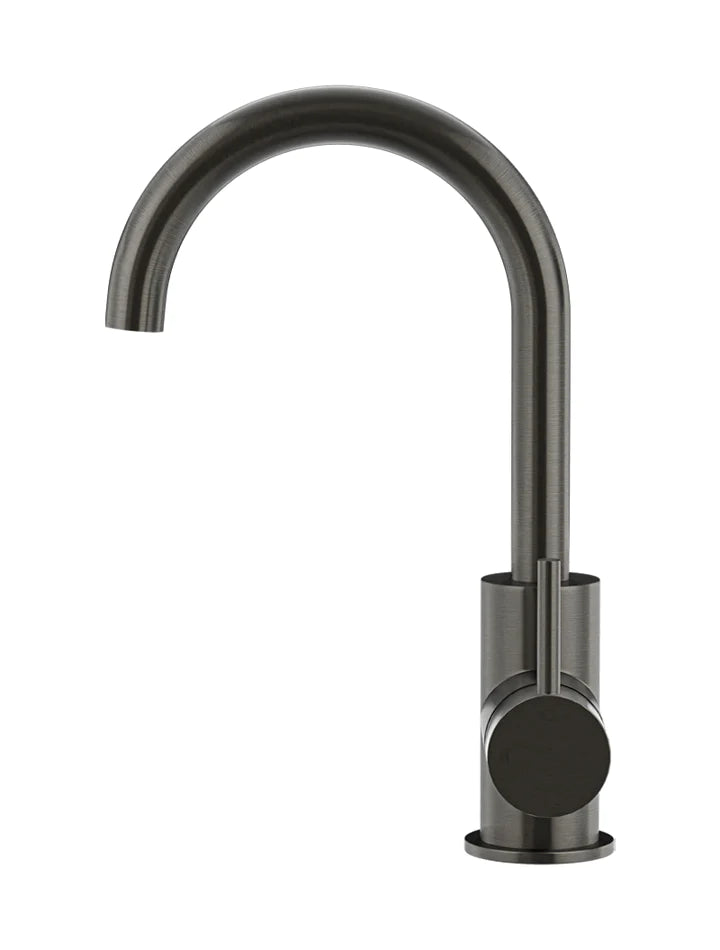 Meir Round Gooseneck Basin Mixer with Cold Start - Gunmetal