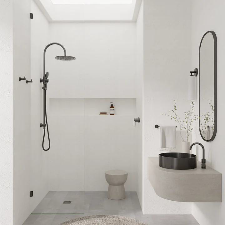 Meir Round Gooseneck Basin Mixer with Cold Start - Gunmetal