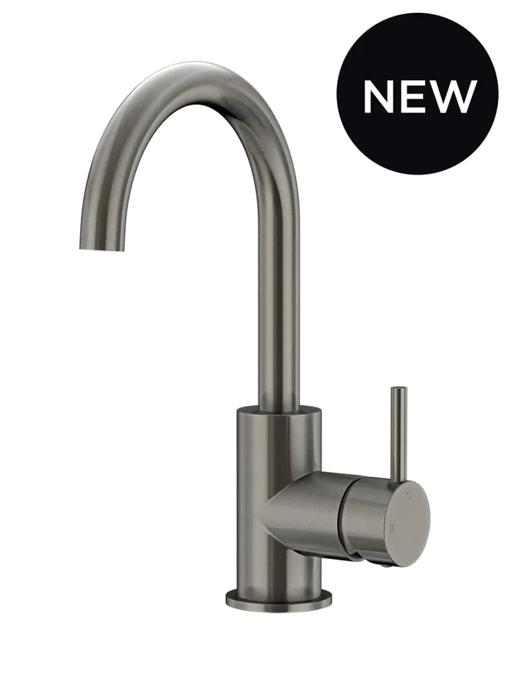 Meir Round Gooseneck Basin Mixer with Cold Start - Gunmetal
