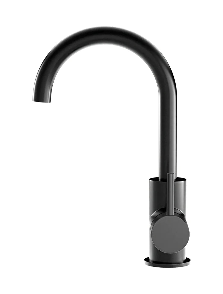 Meir Round Gooseneck Basin Mixer with Cold Start - Matte Black