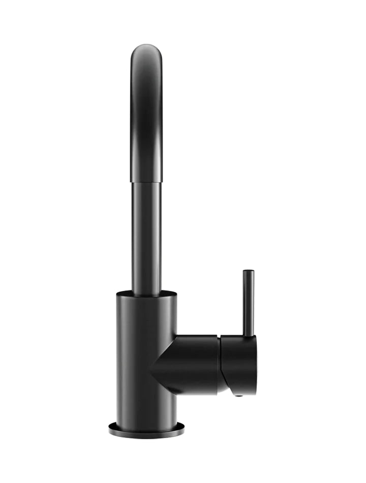 Meir Round Gooseneck Basin Mixer with Cold Start - Matte Black