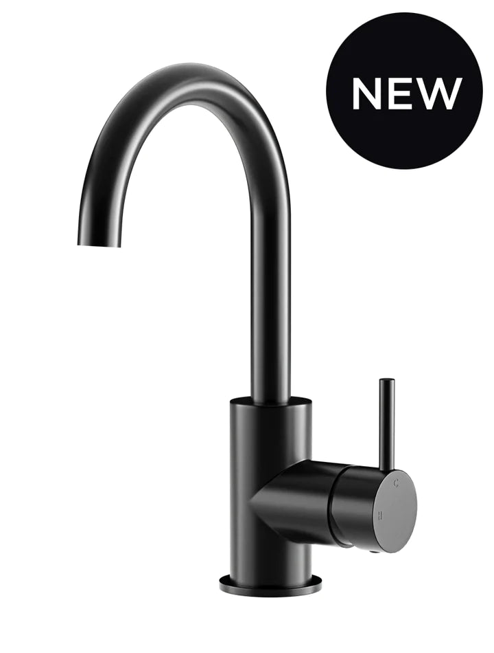 Meir Round Gooseneck Basin Mixer with Cold Start - Matte Black