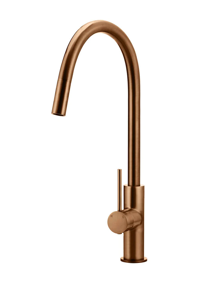 Meir Round Piccola Pull Out Kitchen Mixer Tap - Lustre Bronze