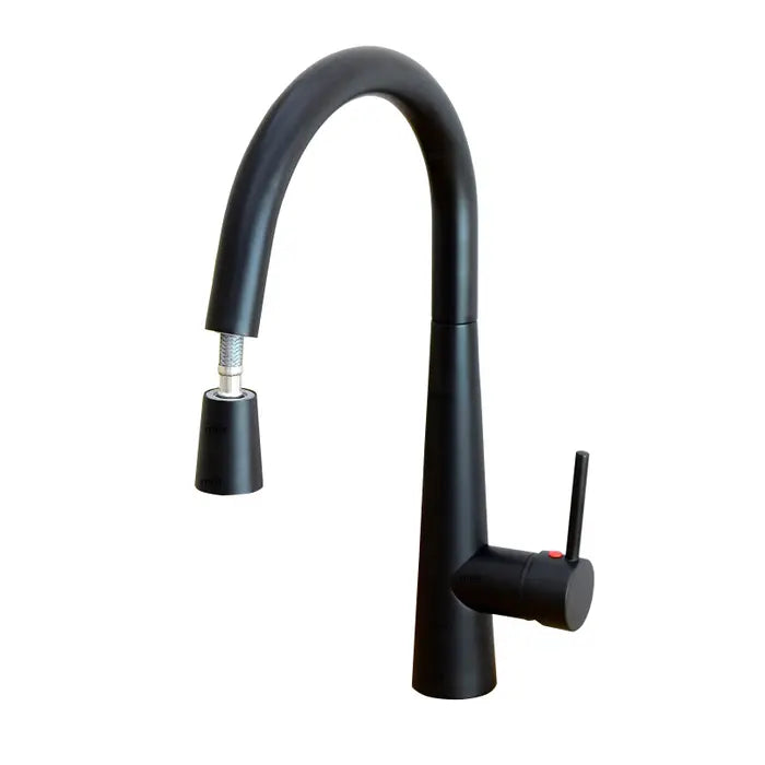 Meir Round Pull Out Kitchen Mixer Tap - Matte Black