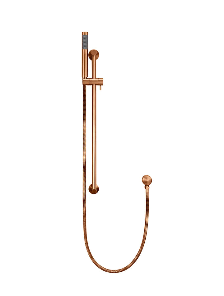 Meir Round Shower On Rail Column - Lustre Bronze