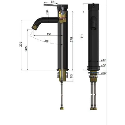 Meir Round Tall Curved Basin Mixer - Shadow