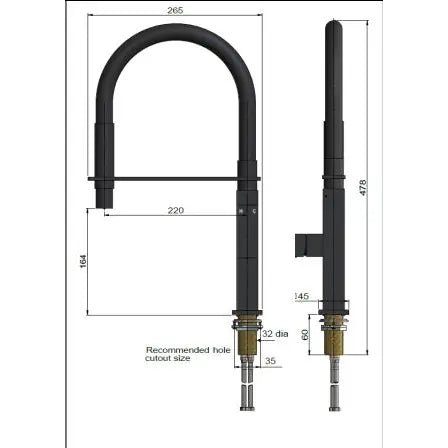 Meir Square Flexible Kitchen mixer Tap - Matte Black