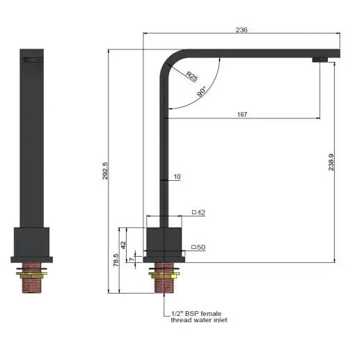 Meir Square High Rise Swivel Hob Spout - Matte Black