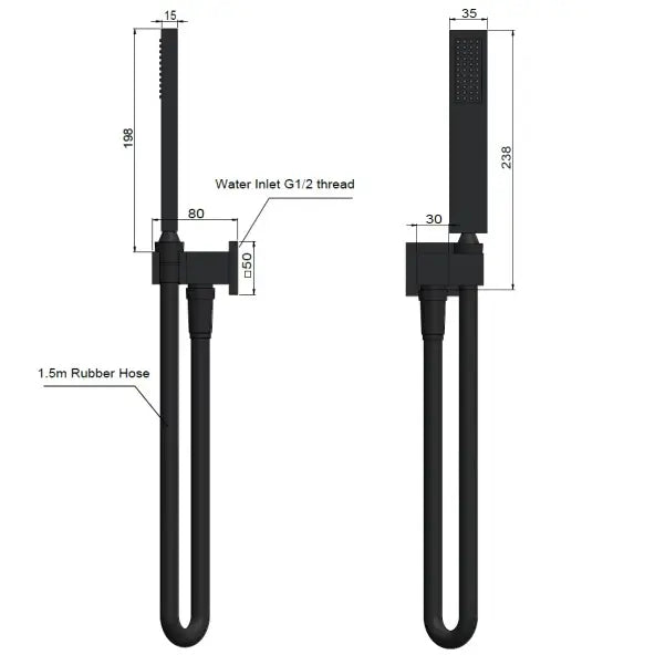 Meir Square Shower On Bracket - Matte Black