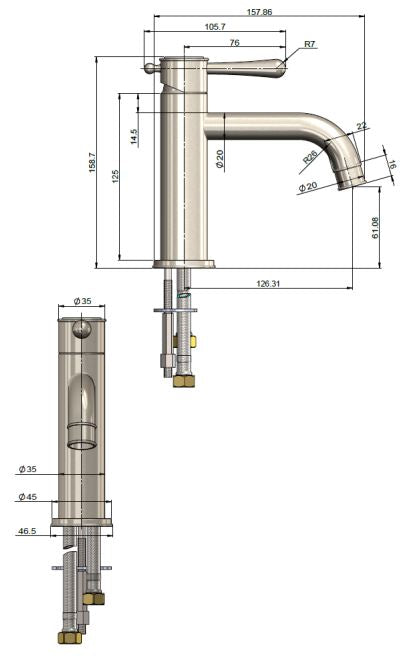 Meir Harrington Basin Mixer - Brushed Nickel