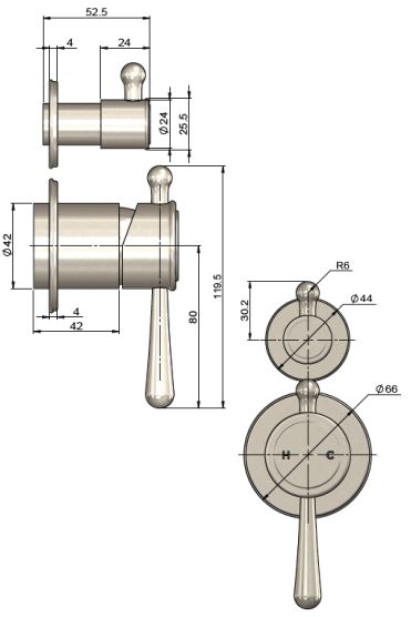 Meir Harrington Diverter Mixer - Brushed Nickel