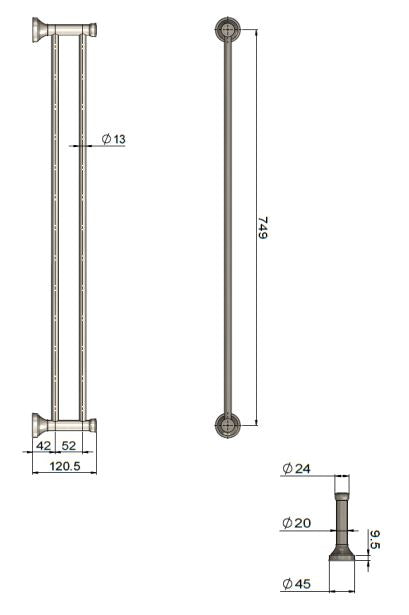 Meir Harrington Double Towel Rail - Brushed Nickel